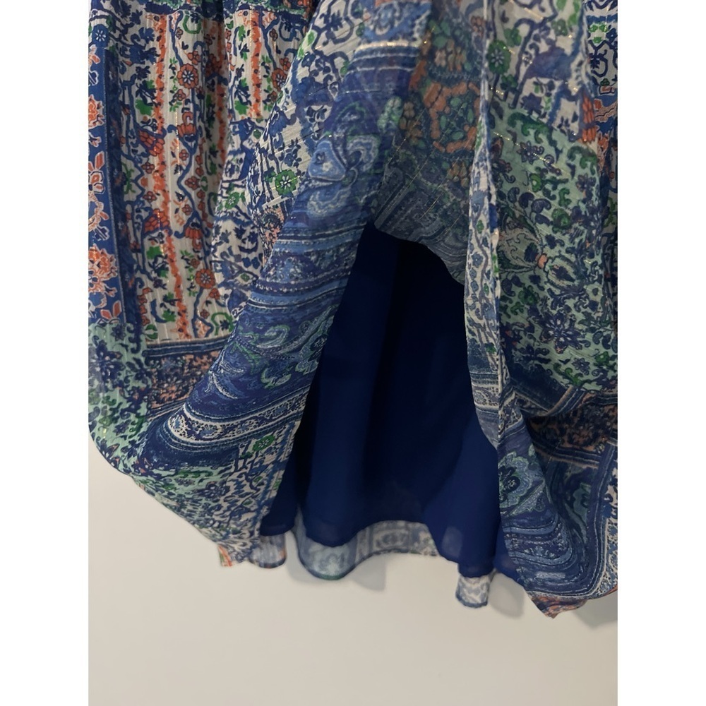 Ramy Brook Patchwork Printed Paris Dress Women’s Large Blue Sleeveless Mini - Picture 12 of 17